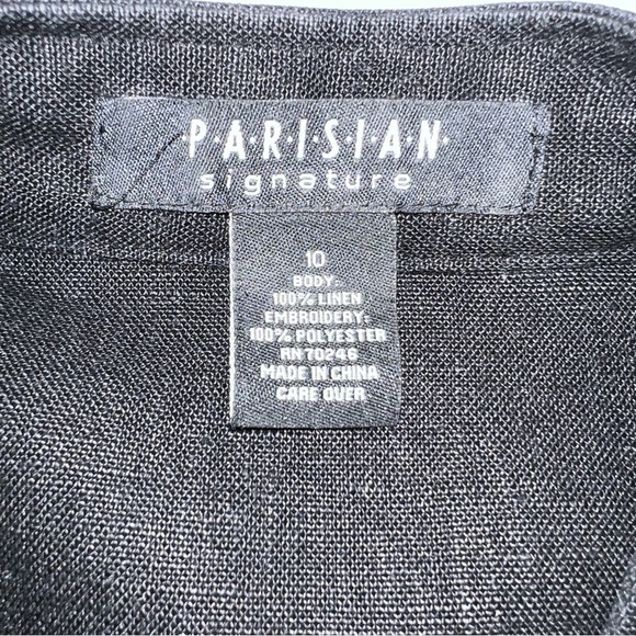 Parisian Signature Linen Blazer Women's 10 Embroidered Black Long Sleeve - Picture 8 of 13